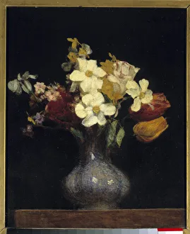 Narcissus and tulips Painting by Henri Fantin Latour (Fantin-Latour, 1836-1904) 1862 Dim Narcissus and tulips Painting by Henri Fantin Latour (Fantin-Latour, 1836-1904) 1862 Dim