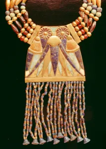 Necklace with lunar pectoral, from the Tomb of Tutankhamun, New Kingdom (electrum Necklace with lunar pectoral, from the Tomb of Tutankhamun, New Kingdom (electrum