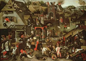 Netherlandish Proverbs illustrated in a village landscape Netherlandish Proverbs illustrated in a village landscape