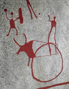 Nordic bronze age: plow pulled by an ox, rock carvings in Tanum, Sweden 1800-500 BC Nordic bronze age: plow pulled by an ox, rock carvings in Tanum, Sweden 1800-500 BC