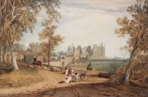The North-West Front, Cassiobury, with Hounds and Huntsmen, (watercolour and pencil) The North-West Front, Cassiobury, with Hounds and Huntsmen, (watercolour and pencil)