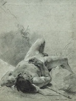 A Nude Youth Sprawled on His Back, upon a Bank, Lying on a Standard A Nude Youth Sprawled on His Back, upon a Bank, Lying on a Standard