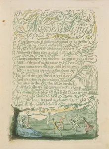 Nurses Song, plate 18 from Songs of Innocence, 1789 (hand-coloured Nurses Song, plate 18 from Songs of Innocence, 1789 (hand-coloured