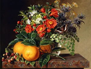 Oranges, Blackberries and a Vase of Flowers on a Ledge, 1834 (oil on canvas) Oranges, Blackberries and a Vase of Flowers on a Ledge, 1834 (oil on canvas)