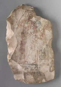 Ostracon: Ramesses II Suckled by a Goddess, c.1279-1213 BC (painted limestone) Ostracon: Ramesses II Suckled by a Goddess, c.1279-1213 BC (painted limestone)