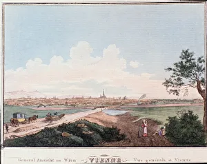 Overview of the city of Vienna with bridge crossing the Danube, 1830 (engraving) Overview of the city of Vienna with bridge crossing the Danube, 1830 (engraving)