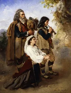 Pagans before the Altar; Pifferar vor einem Altar, (oil on canvas) Pagans before the Altar; Pifferar vor einem Altar, (oil on canvas)