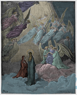 Inferno, Canto 29 : The falsifiers and forgers tormented with itching,  illustration from The Divine Comedy by Dante Alighieri, 1885 (digitally  coloured engraving)