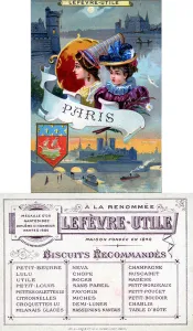 Paris, front and reverse of a promotional card for Lefevre-Utile (LU) biscuits Paris, front and reverse of a promotional card for Lefevre-Utile (LU) biscuits