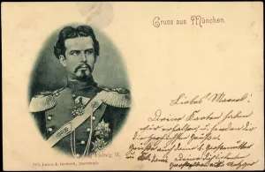 Passepartout Ak Konig Ludwig II von Bayern, Uniform, Order (b/w photo) Passepartout Ak Konig Ludwig II von Bayern, Uniform, Order (b/w photo)