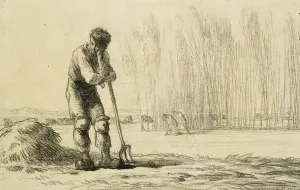 Peasant Leaning on a Pitchfork, (black crayon on paper) Peasant Leaning on a Pitchfork, (black crayon on paper)
