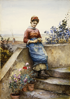 Peeling an Apple, 1884 (watercolour and gouache) Peeling an Apple, 1884 (watercolour and gouache)