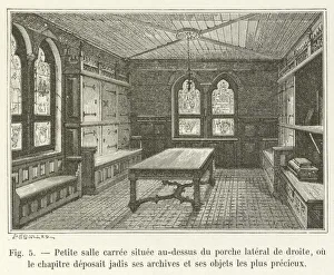 Petite salle carree situee au-dessus du porche lateral de droite, ou le chapitre deposait jadis ses archives et ses Petite salle carree situee au-dessus du porche lateral de droite, ou le chapitre deposait jadis ses archives et ses