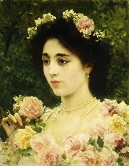 Andreotti Collection: The Pink Rose, (oil on canvas)