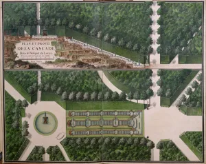 Plan and cross section of the cascade in the grove of the Levant Plan and cross section of the cascade in the grove of the Levant