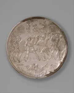 Plate with the Battle of David and Goliath, 629-30 (silver) Plate with the Battle of David and Goliath, 629-30 (silver)