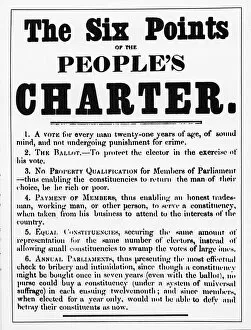 Images Dated 7th October 2016: The Six Points of the Peoples Charter (litho) (b / w photo)