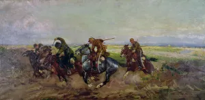 Polish Lancers attacking Russians, 1920 (oil on canvas) Polish Lancers attacking Russians, 1920 (oil on canvas)