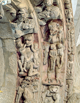Detail of the Portico de la Gloria with scenes of Hell (stone) Detail of the Portico de la Gloria with scenes of Hell (stone)
