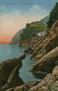 Portofino, Italy. Gola dell Inferno. Postcard sent in 1913 Portofino, Italy. Gola dell Inferno. Postcard sent in 1913