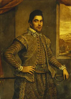 Portrait of a Gentleman, Standing Three-Quarter Length, Wearing an Elaborately Portrait of a Gentleman, Standing Three-Quarter Length, Wearing an Elaborately