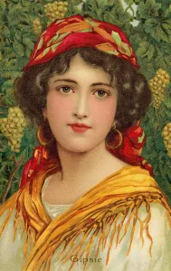 Portrait of a Gipsy woman with a grape vine (colour litho) Portrait of a Gipsy woman with a grape vine (colour litho)