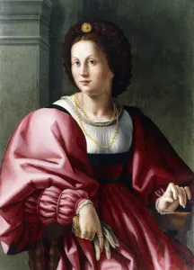Portrait of a Lady, seated three-quarter-length, Holding a Glove, (oil on panel) Portrait of a Lady, seated three-quarter-length, Holding a Glove, (oil on panel)