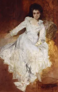 Portrait of a Lady Wearing a White Dress Reclining on a Sofa, (oil on panel) Portrait of a Lady Wearing a White Dress Reclining on a Sofa, (oil on panel)