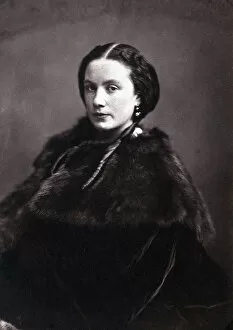 Albumine Print Collection: Portrait of Madame Pichat. Portrait of a chic woman wearing English buckles with a fur
