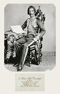 Portrait of Raden Saleh and his Calling Card, c.1850-70 (b/w photo and engraving) Portrait of Raden Saleh and his Calling Card, c.1850-70 (b/w photo and engraving)