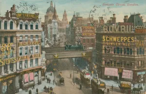 Postcard of Ludgate Circus, London, sent in 1913 (hand-coloured photo) Postcard of Ludgate Circus, London, sent in 1913 (hand-coloured photo)