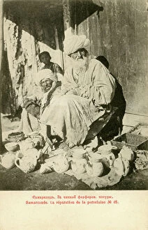 Porcelain Collection: Pottery repair stall in Samarkand, c. 1900