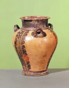 Ancient Greek Artefact Prints: Small pithos with a stylised leaf pattern, 1500-1400 BC (ceramic)