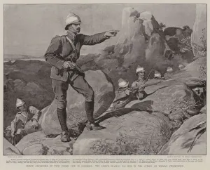 Prince Alexander of Teck under Fire in Rhodesia, the Prince leading his Men in the Attack Prince Alexander of Teck under Fire in Rhodesia, the Prince leading his Men in the Attack