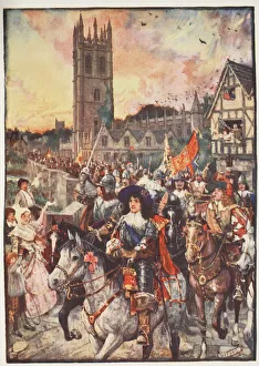 Prince Rupert at Oxford, going to battle, illustration from A History of England' Prince Rupert at Oxford, going to battle, illustration from A History of England'