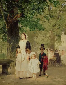 Promenade in the Tuileries Gardens, 1855 (oil on canvas) Promenade in the Tuileries Gardens, 1855 (oil on canvas)