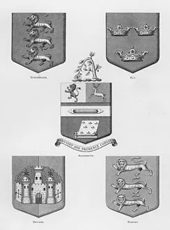 Accrington Collection: Public arms: Stockbridge; Ely; Accrington; Devizes; Romney (engraving)