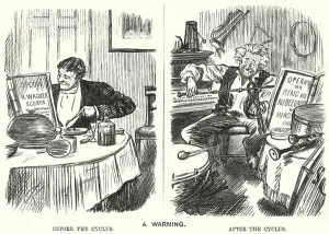 Punch cartoon: A Warning - Wagner's Ring Cycle (engraving) Punch cartoon: A Warning - Wagner's Ring Cycle (engraving)