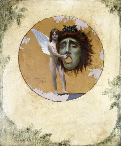A Putto with a Mask (ceiling decoration), (oil on canvas) A Putto with a Mask (ceiling decoration), (oil on canvas)