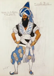 Queen's servant costume design for Pisanella, 1913 (watercolour on board) Queen's servant costume design for Pisanella, 1913 (watercolour on board)