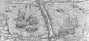 A reconstruction of a naval battle performed on the River Seine in front of Henri IV in A reconstruction of a naval battle performed on the River Seine in front of Henri IV in