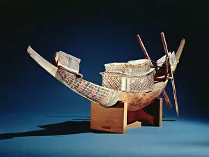 Images Dated 5th August 2013: Reduced model of a boat from the Tomb of Tutankhamun, New Kingdom, c. 1347-37 BC (wood)