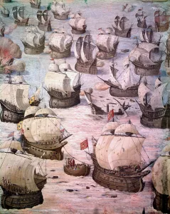 Regatta of Spanish galleons during an expedition to the Acores in 1582 under Philip II Regatta of Spanish galleons during an expedition to the Acores in 1582 under Philip II