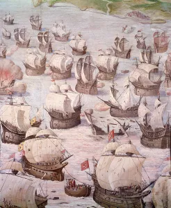 Regatta of Spanish galleons during an expedition to the Acores in 1582 under Philip II Regatta of Spanish galleons during an expedition to the Acores in 1582 under Philip II