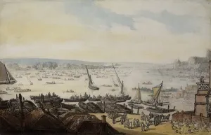 A Regatta on the Thames below Westminster, (pen and ink and watercolour) A Regatta on the Thames below Westminster, (pen and ink and watercolour)
