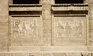 Amon Collection: Two reliefs depicting, on left, a pharaoh making an offering to Hathor and Horus