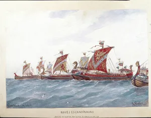 Representation of the fleet of King Olaf I of Norway, 1885 (w/c on paper) Representation of the fleet of King Olaf I of Norway, 1885 (w/c on paper)