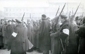Revolutionary militia arresting policemen, February 1917 (b/w photo) Revolutionary militia arresting policemen, February 1917 (b/w photo)