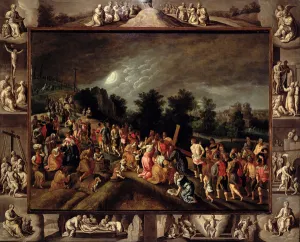 The Road to Calvary, Depicted in the Central Panel and Scenes from the Crucifixion The Road to Calvary, Depicted in the Central Panel and Scenes from the Crucifixion