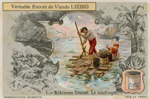 Robinson Crusoe after the shipwreck (chromolitho) Robinson Crusoe after the shipwreck (chromolitho)